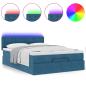 Preview: Ottoman-Bett mit Matratze & LEDs Dunkelblau 140x200 cm Samt