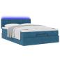Preview: Ottoman-Bett mit Matratze & LEDs Dunkelblau 140x200 cm Samt