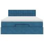Preview: Ottoman-Bett mit Matratze & LEDs Dunkelblau 140x200 cm Samt