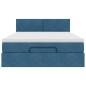 Preview: Ottoman-Bett mit Matratze & LEDs Dunkelblau 140x200 cm Samt