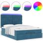 Preview: Ottoman-Bett mit Matratzen & LEDs Dunkelblau 140x200 cm Samt