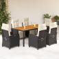Preview: ARDEBO.de - 7-tlg. Garten-Essgruppe mit Kissen Schwarz Poly Rattan