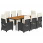 Preview: 9-tlg. Garten-Essgruppe mit Kissen Schwarz Poly Rattan