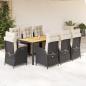 Preview: ARDEBO.de - 9-tlg. Garten-Essgruppe mit Kissen Schwarz Poly Rattan