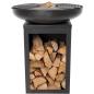 Preview: RedFire Feuerschale mit Grill und Holzfach Stahl Mattschwarz