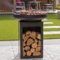 Preview: RedFire Feuerschale mit Grill und Holzfach Stahl Mattschwarz