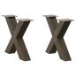 Preview: Couchtischbeine X-Form 2 Stk. Naturstahl 50x(42-43) cm Stahl