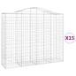 Preview: Gabionen mit Hochbogen 15Stk. 200x50x160/180cm Verzinktes Eisen
