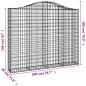 Preview: Gabionen mit Hochbogen 2 Stk. 200x30x160/180cm Verzinktes Eisen