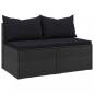 Preview: Garten-Mittelsofas mit Kissen 2 Stk. Schwarz Poly Rattan