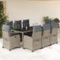 Preview: ARDEBO.de - 9-tlg. Garten-Essgruppe mit Kissen Grau Poly Rattan