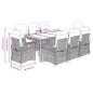 Preview: 9-tlg. Garten-Essgruppe mit Kissen Grau Poly Rattan