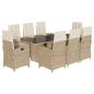 Preview: 9-tlg. Garten-Essgruppe mit Kissen Beige Poly Rattan