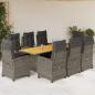 Preview: ARDEBO.de - 9-tlg. Garten-Essgruppe mit Kissen Grau Poly Rattan