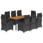 Preview: 9-tlg. Garten-Essgruppe mit Kissen Schwarz Poly Rattan
