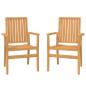 Preview: Stapelbare Gartenstühle 2 Stk. 56,5x57,5x91 cm Massivholz Teak