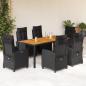 Preview: ARDEBO.de - 7-tlg. Garten-Essgruppe mit Kissen Schwarz Poly Rattan