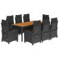 Preview: 9-tlg. Garten-Essgruppe mit Kissen Schwarz Poly Rattan