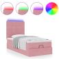 Preview: Ottoman-Bett mit Matratzen & LEDs Rosa 90x190 cm Samt