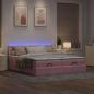 Preview: Ottoman-Bett mit Matratzen & LEDs Rosa 160x200 cm Samt
