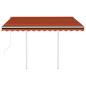 Preview: Markise Automatisch Einziehbar mit Pfosten 3x2,5 m Orange Braun