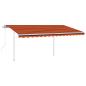 Preview: Markise Automatisch Einziehbar mit Pfosten 4,5x3 m Orange Braun