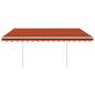 Preview: Markise Automatisch Einziehbar mit Pfosten 4,5x3 m Orange Braun