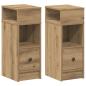 Preview: ARDEBO.de - Nachttische 2 Stk. mit Schublade Artisan-Eiche 25x31x66 cm