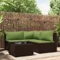 Preview: ARDEBO.de - 4-tlg. Garten-Lounge-Set mit Kissen Braun Poly Rattan