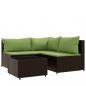 Preview: 4-tlg. Garten-Lounge-Set mit Kissen Braun Poly Rattan
