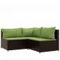 Preview: 4-tlg. Garten-Lounge-Set mit Kissen Braun Poly Rattan