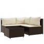 Preview: 4-tlg. Garten-Lounge-Set mit Kissen Braun Poly Rattan