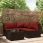 Preview: ARDEBO.de - 4-tlg. Garten-Lounge-Set mit Kissen Braun Poly Rattan