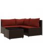 Preview: 4-tlg. Garten-Lounge-Set mit Kissen Braun Poly Rattan