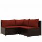Preview: 4-tlg. Garten-Lounge-Set mit Kissen Braun Poly Rattan