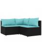 Preview: 4-tlg. Garten-Lounge-Set mit Kissen Schwarz Poly Rattan