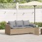 Preview: ARDEBO.de - Gartensofa mit Kissen 3-Sitzer Beige Poly Rattan