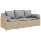 Preview: Gartensofa mit Kissen 3-Sitzer Beige Poly Rattan