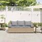 Preview: Gartensofa mit Kissen 3-Sitzer Beige Poly Rattan
