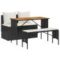 Preview: 3-tlg. Garten-Essgruppe mit Kissen Schwarz Poly Rattan