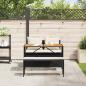 Preview: 3-tlg. Garten-Essgruppe mit Kissen Schwarz Poly Rattan