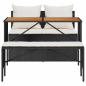 Preview: 3-tlg. Garten-Essgruppe mit Kissen Schwarz Poly Rattan