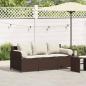 Preview: ARDEBO.de - Gartensofa mit Kissen 3-Sitzer Braun Poly Rattan
