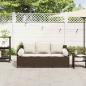 Preview: Gartensofa mit Kissen 3-Sitzer Braun Poly Rattan