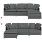 Preview: Modulares Sofa mit Fußhocker Kissen Stoff Dunkelgrau