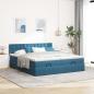 Preview: Ottoman-Bett mit Matratzen Dunkelblau 160x200 cm Samt