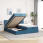 Preview: ARDEBO.de - Ottoman-Bett mit Matratzen & LEDs Dunkelblau 160x200 cm Samt
