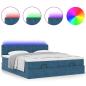 Preview: Ottoman-Bett mit Matratzen & LEDs Dunkelblau 160x200 cm Samt
