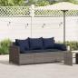 Preview: ARDEBO.de - Gartensofa mit Kissen 3-Sitzer Grau Poly Rattan