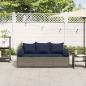 Preview: Gartensofa mit Kissen 3-Sitzer Grau Poly Rattan